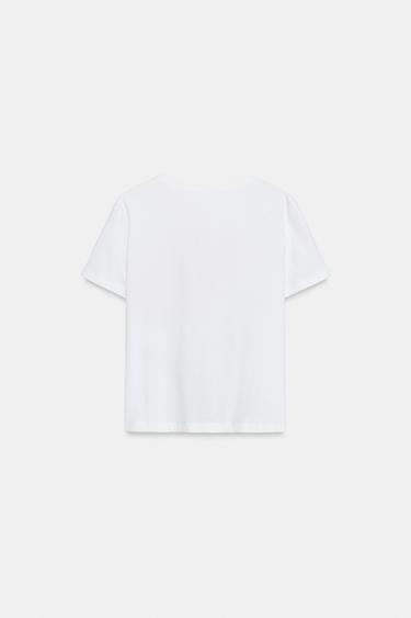 T-SHIRT À IMPRIMÉ FLEURI - Blanc de Zara - Image 5