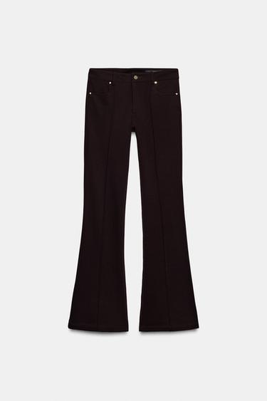 PANTALÓN FLARE TIRO BAJO - Marrón de Zara