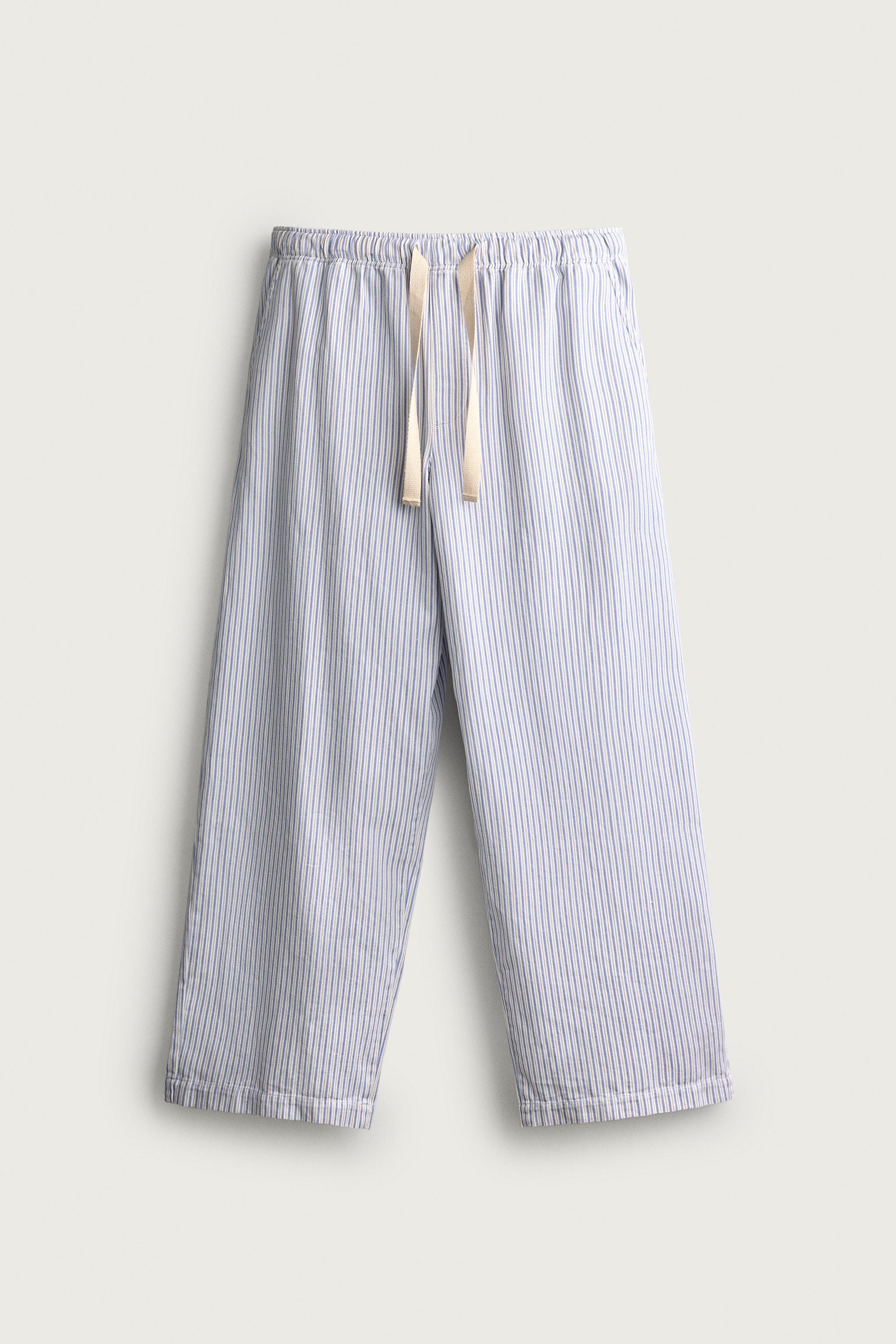 STRIPED WIDE FIT PANTS — striped