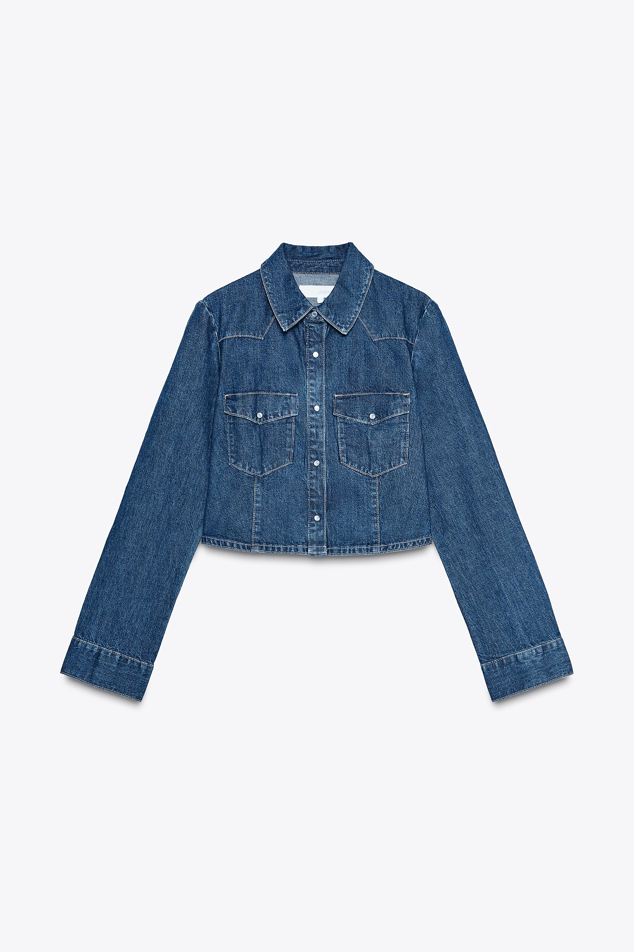 TRF CROP DENIM SHIRT - Dark indigo | ZARA United States