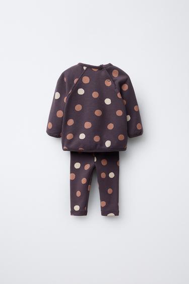 POLKA DOT SWEATSHIRT AND LEGGINGS SET - Aubergine by Zara - Image 1