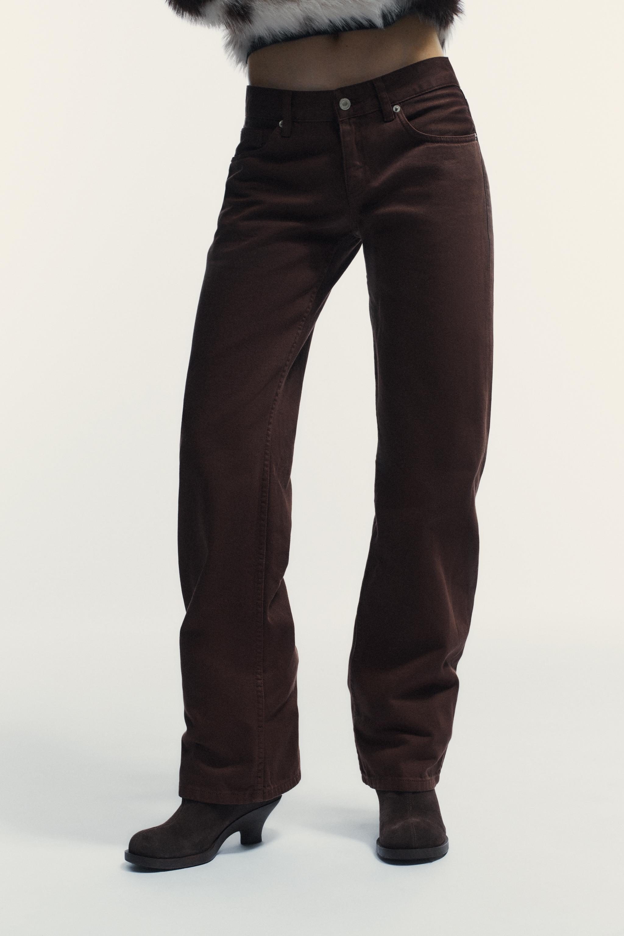 TRF ローライズワイドレッグデニムパンツ - チョコレート | ZARA Japan