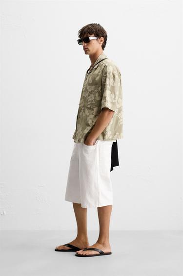 FLORAL JACQUARD SHIRT - Sage Green by Zara - Image 3