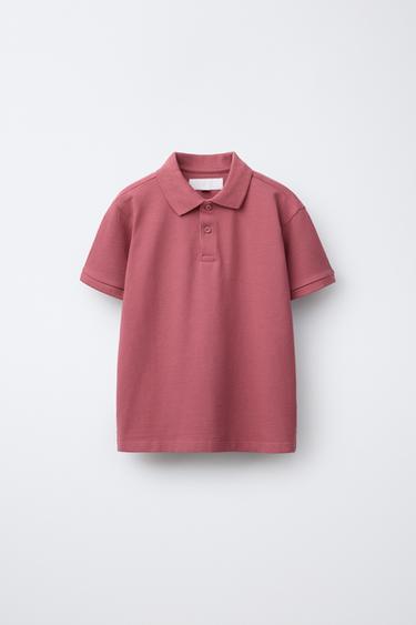 Zara BASIC PLAIN POLO SHIRT - Strawberry