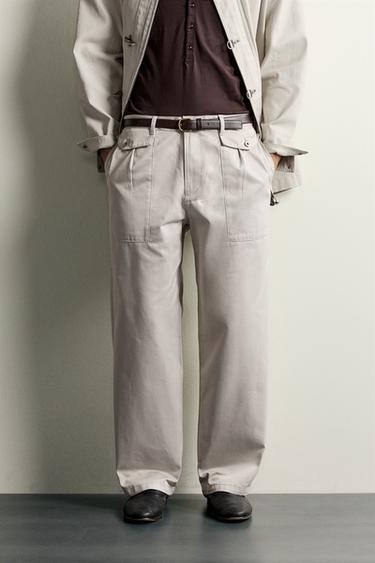 STRAIGHT RELAXED FIT POCKET PANTS — Stone 2