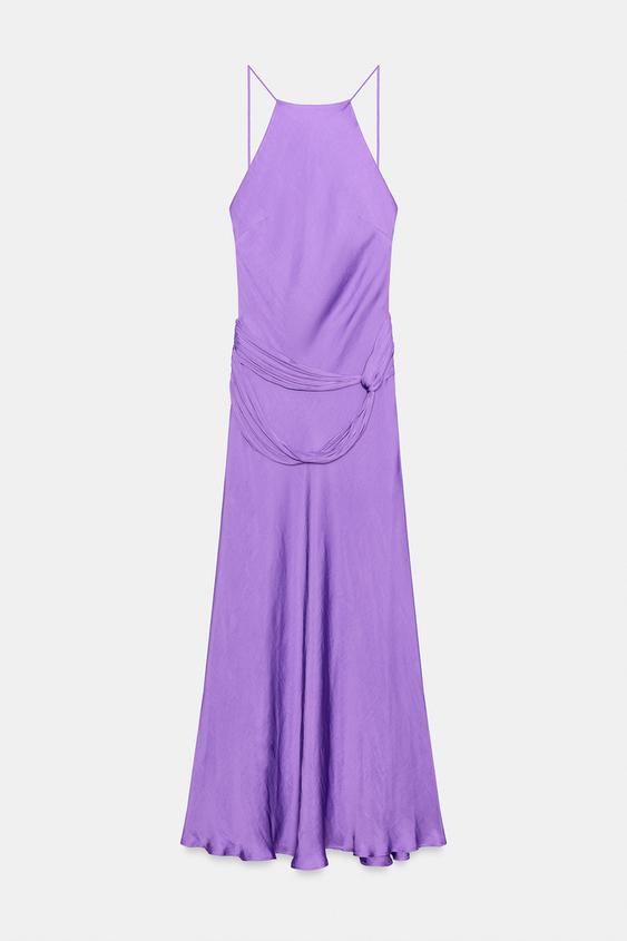 VESTIDO MIDI HALTER SATINADO - Morado de Zara - Imagen 0