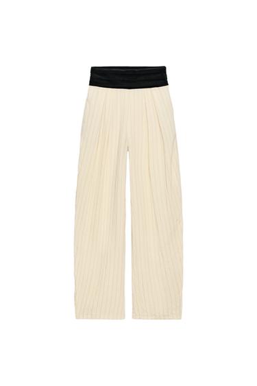 ZW COLLECTION STRIPED SASH BELT TROUSERS - striped by Zara