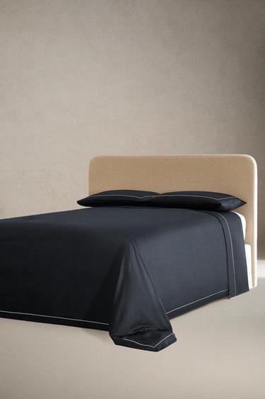 SCALLOPED SATEEN FLAT SHEET (500 THREAD COUNT) — MIDNIGHT BLUE 2