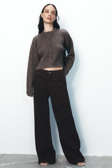 Zara Z1975 HIGH RISE WIDE LEG LONG LENGTH JEANS - Brown