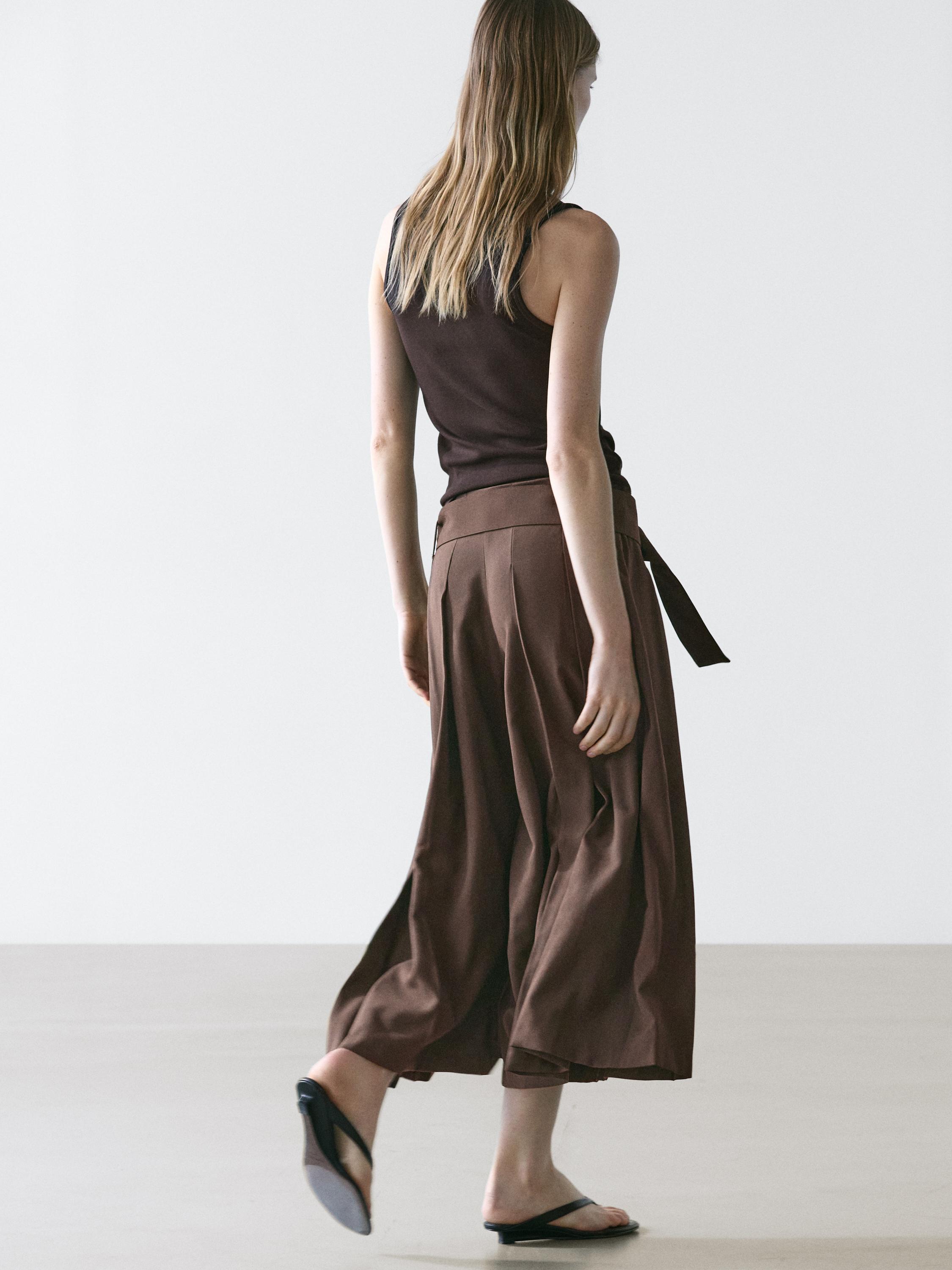 Jupe-culotte midi plissée