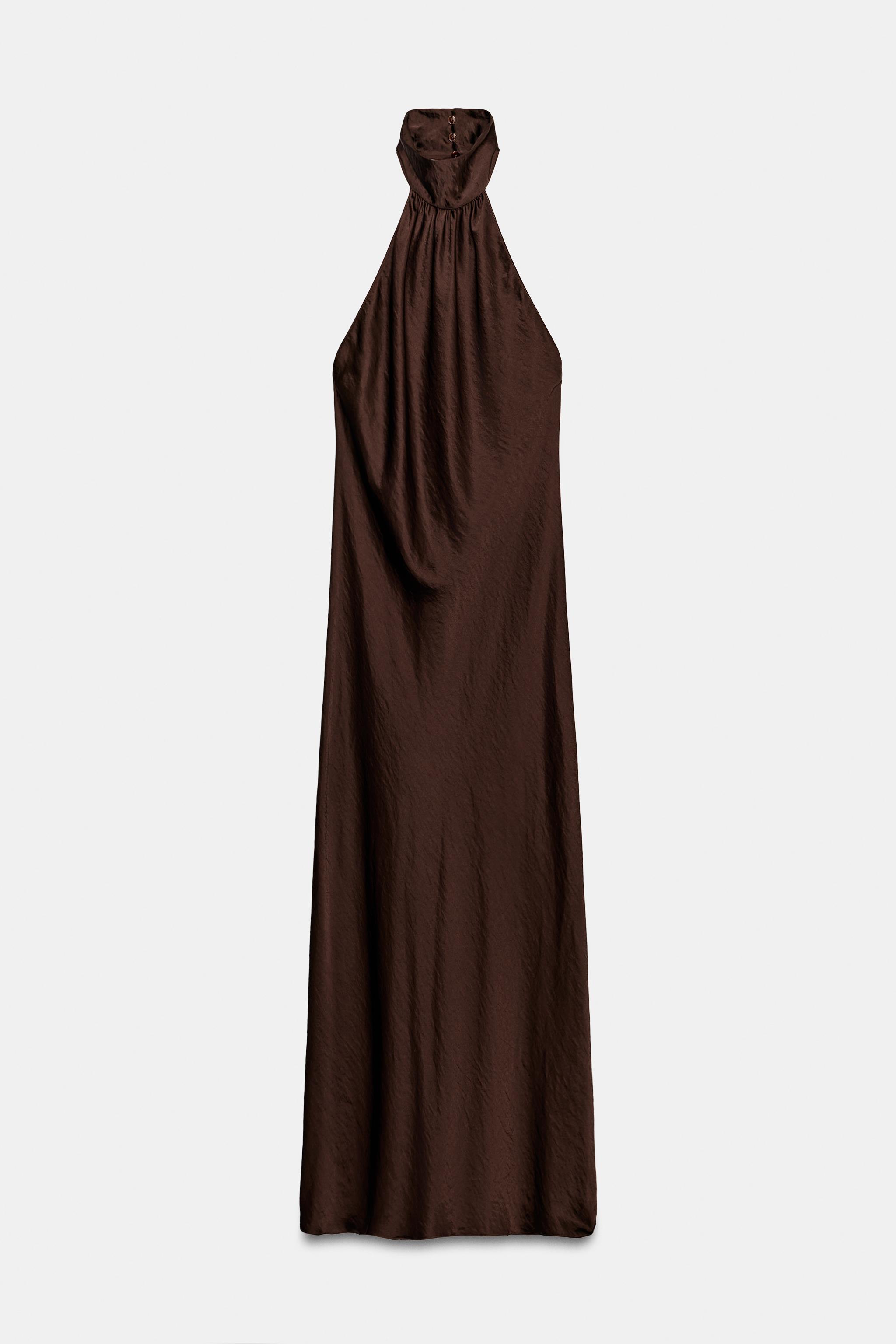 Женские платья Zara ZW COLLECTION HALTER NECK LONG DRESS — фото 7