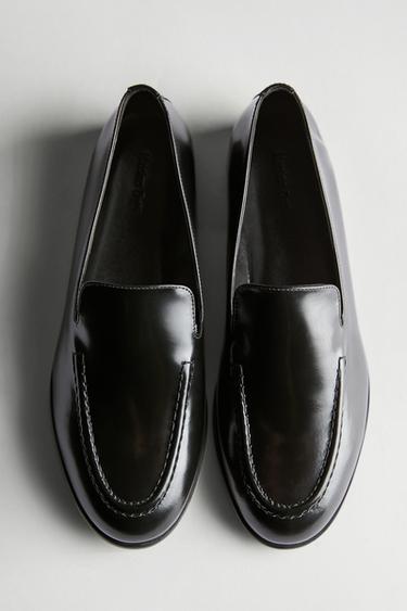 Mocasín vestir piel - Negro de Zara - Imagen 0