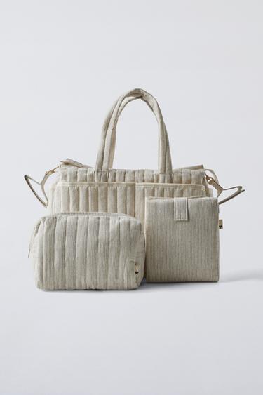 BOLSO MATERNIDAD RAYAS PACK - Blanco Crudo de Zara