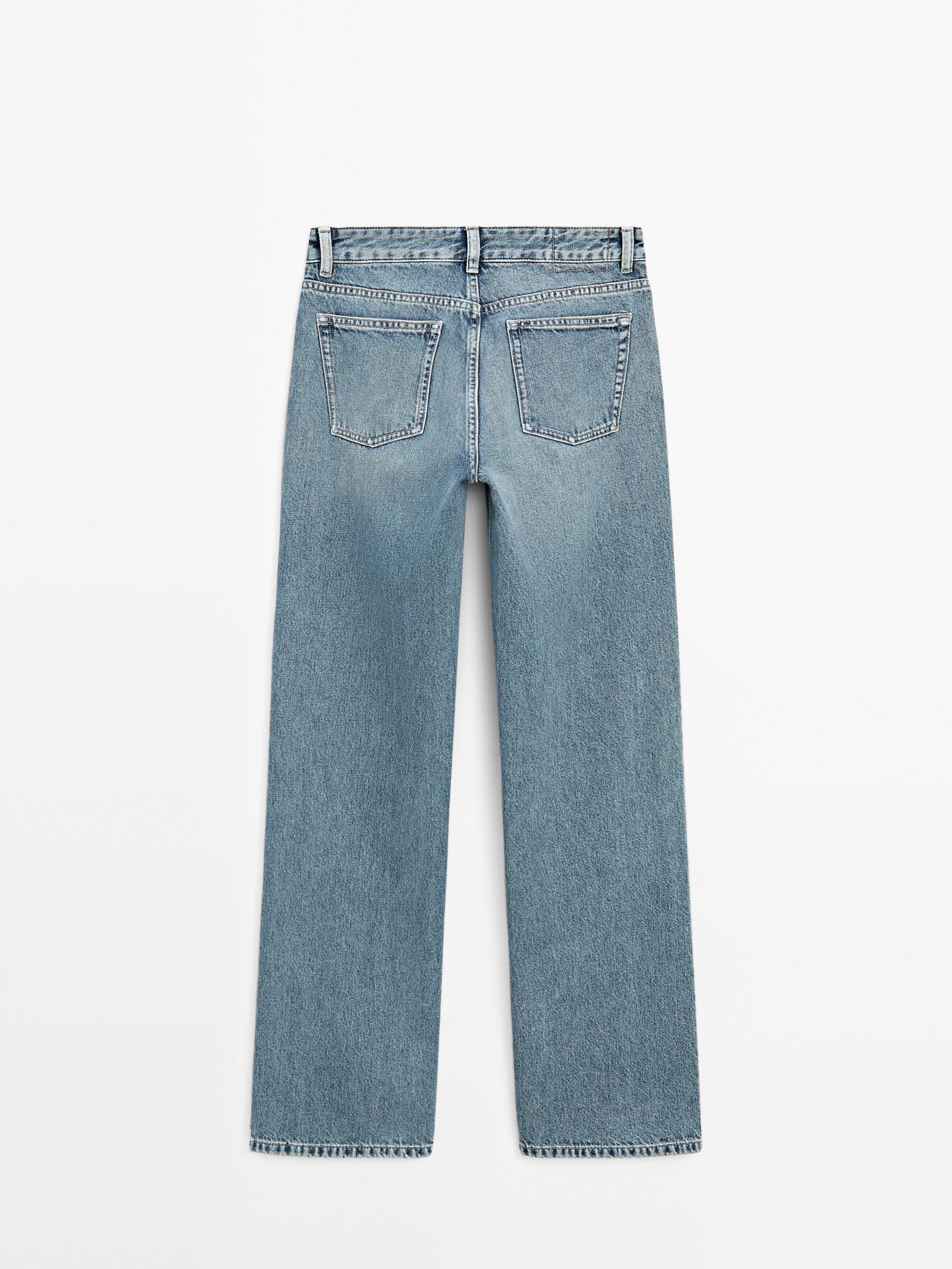 Low-rise straight-leg jeans