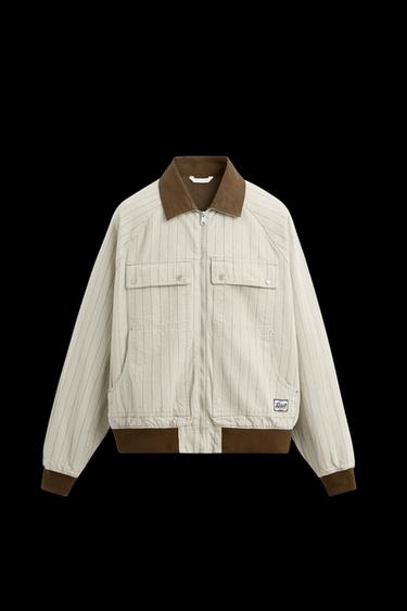 JACKE MIT STREIFEN IN KONTRASTFARBE - Cremefarben von Zara - Bild 0