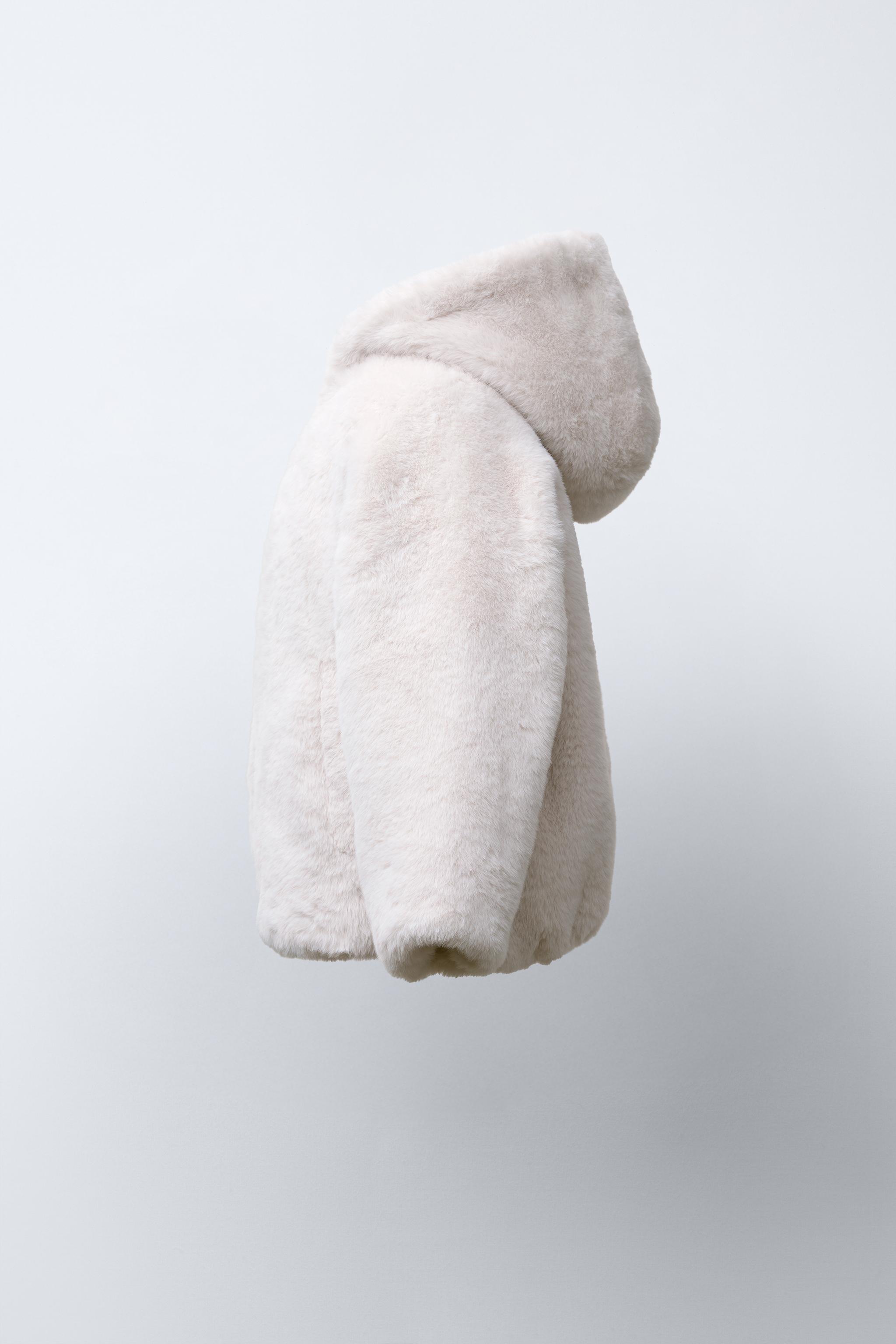 FAUX FUR HOODIE JACKET - Ecru | ZARA United States