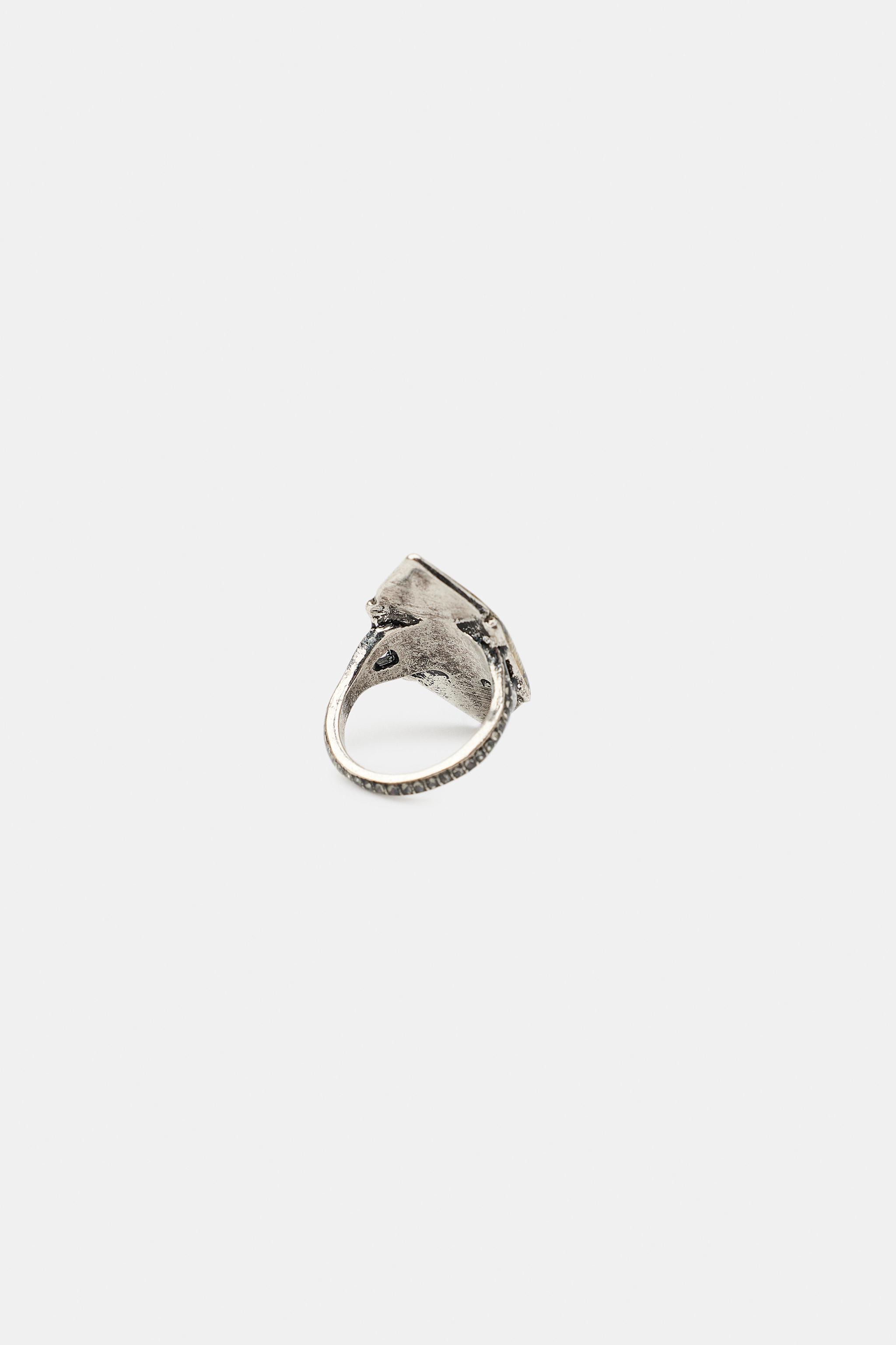 Женские аксессуары Zara GEOMETRIC RHINESTONE RING — фото 4