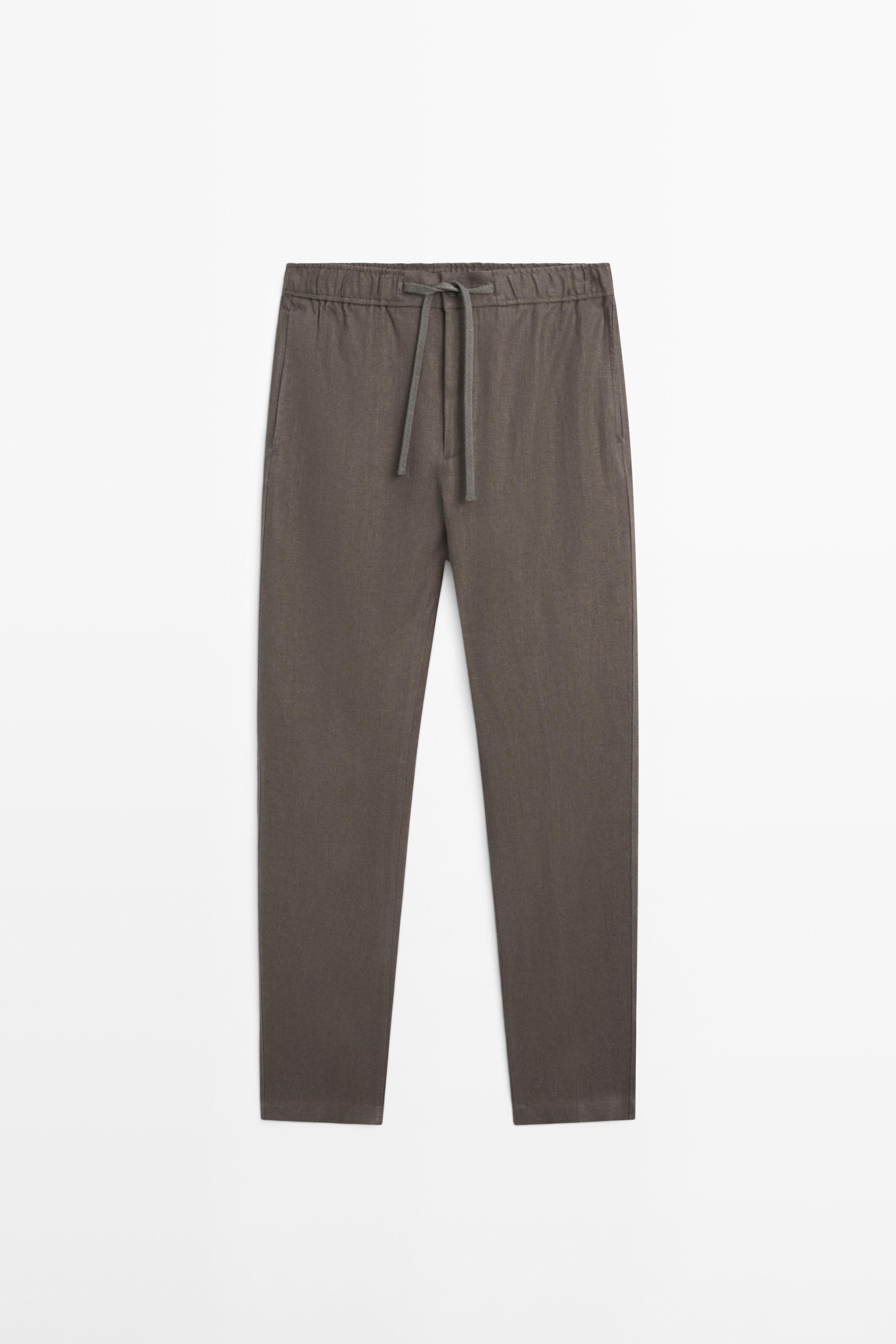 Linen jogger fit pants — Dark salmon