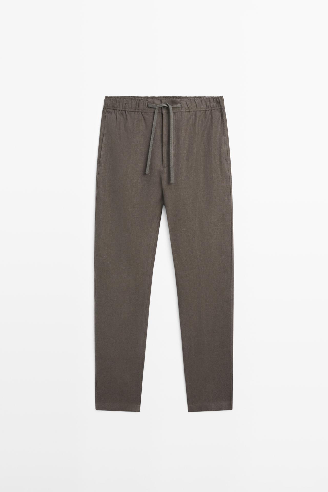 Linen jogger fit pants — Dark salmon
