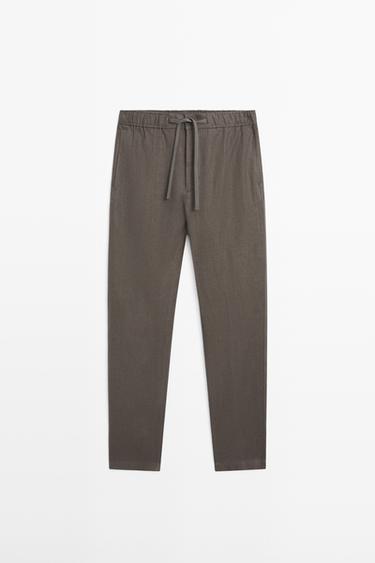 Zara Linen jogger fit pants - Dark salmon