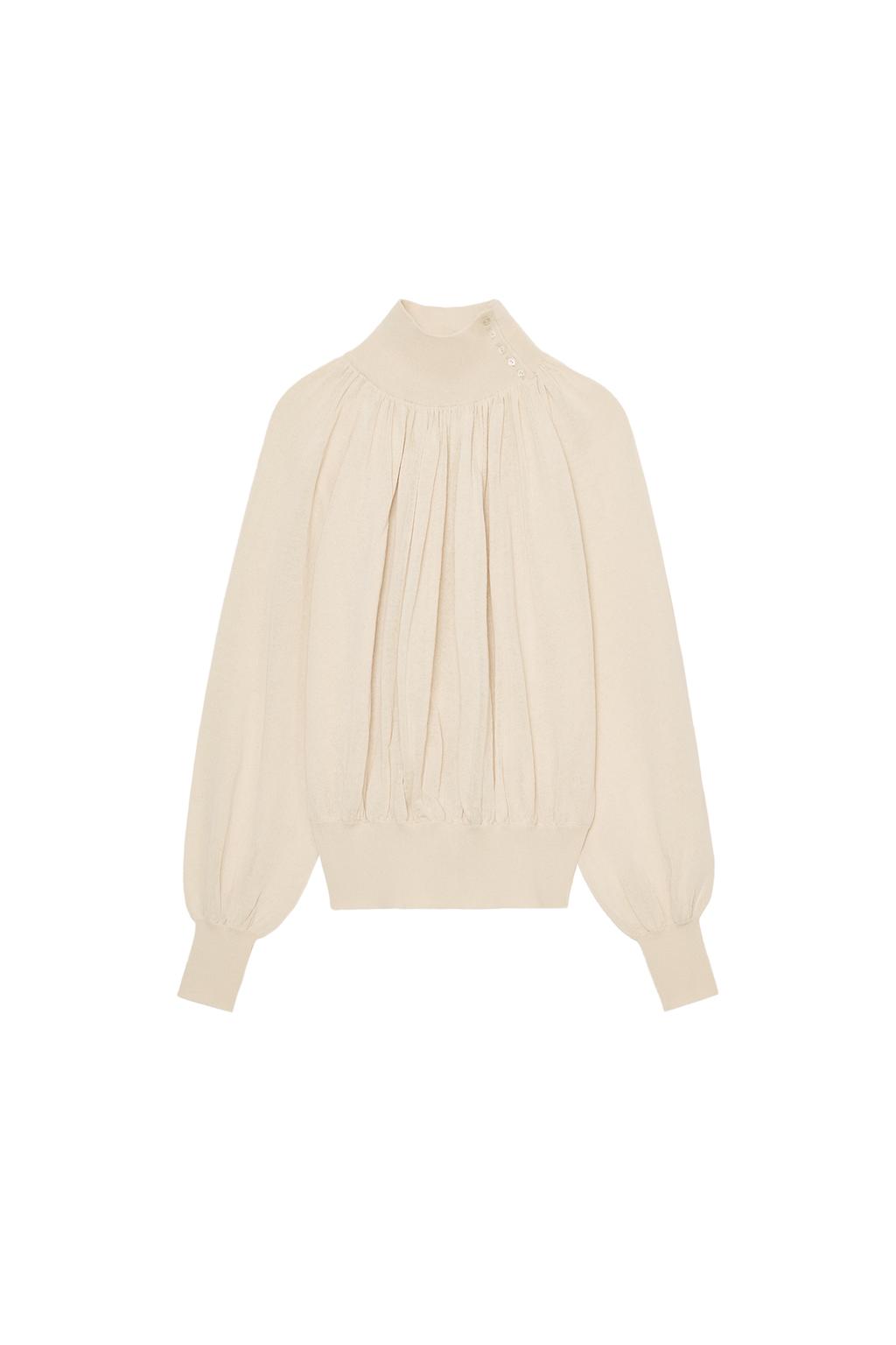 COMBINATION KNIT FLOWY BLOUSE - image 3