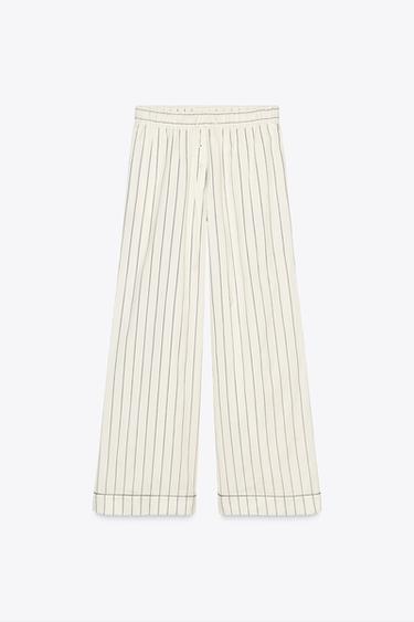 PANTALON RAYÉ ZW COLLECTION - Blanc de Zara - Image 4