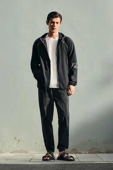 Zara 褪色慢跑腰身長褲 - 黑色