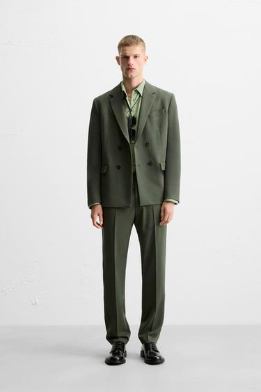 SLIM FIT SUIT TROUSERS - Green by Zara