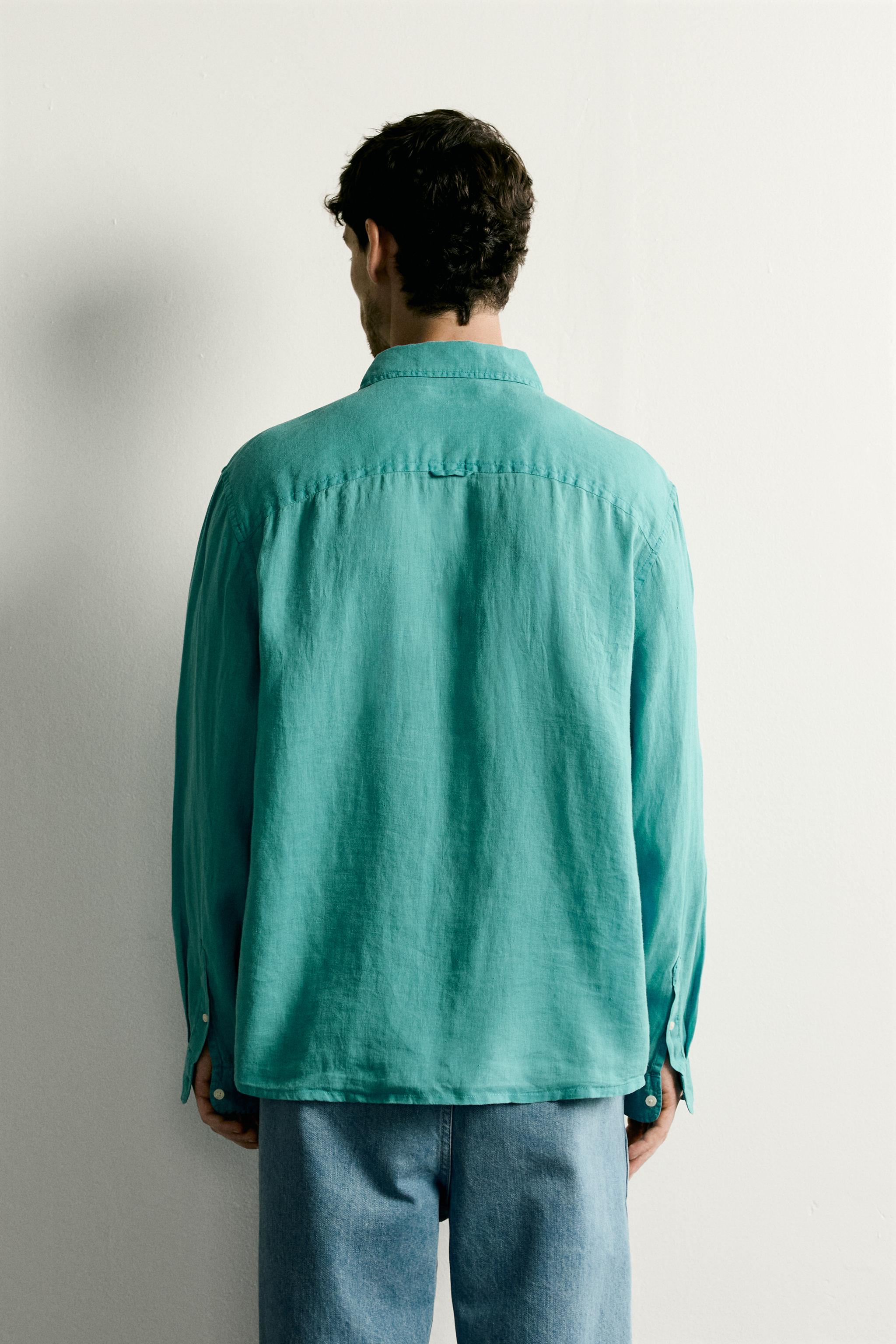Zara RELAXED FIT %100 KETEN GÖMLEK görsel 3