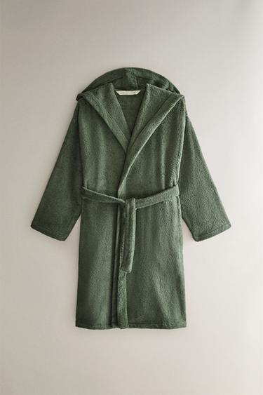 HOODED BATHROBE (360 GXM²) - Khaki by Zara