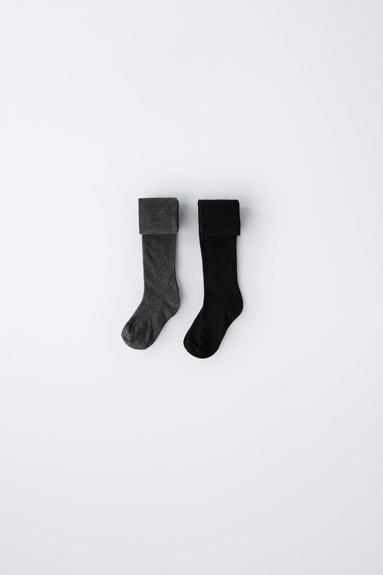 TWO-PACK OF PLAIN TIGHTS — Black