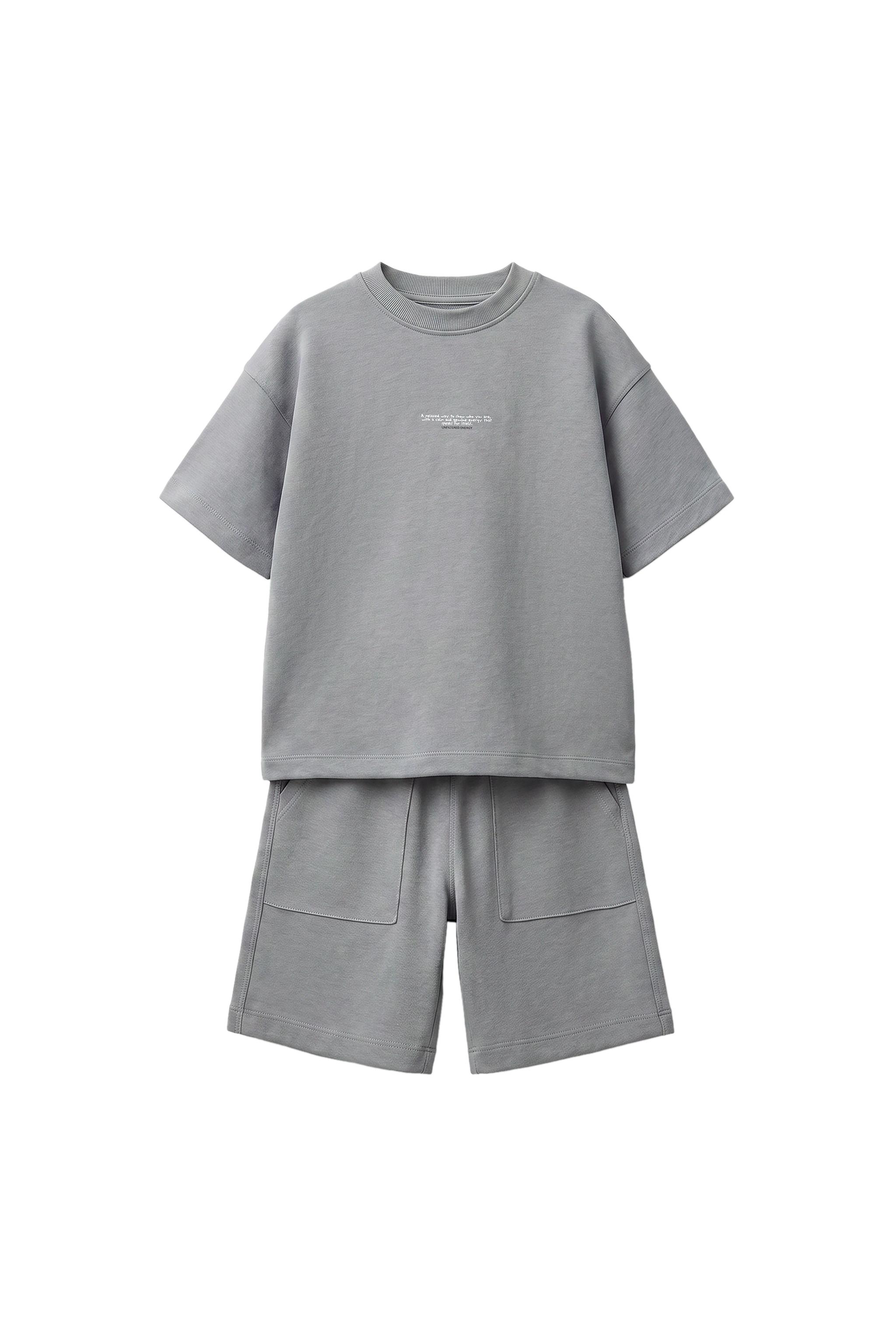 INTERLOCK T-SHIRT AND BERMUDA SHORTS SET - Grey marl | ZARA Turkey
