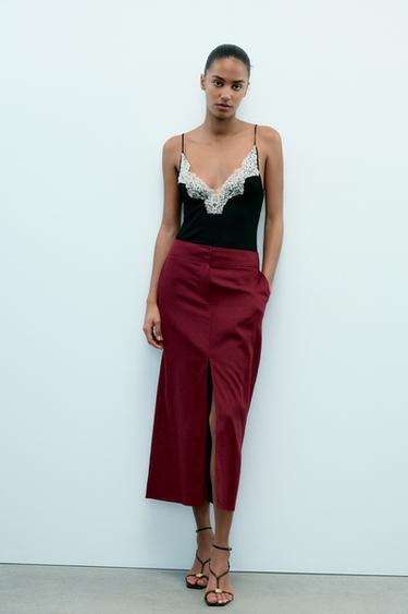 Falda Zara Velvet Midi Mujer Gris Dresses Falda ZARA Midí De