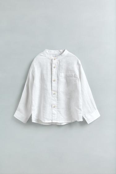 CAMISA 100% LINHO COM GOLA DE TIRA - Cru da Zara