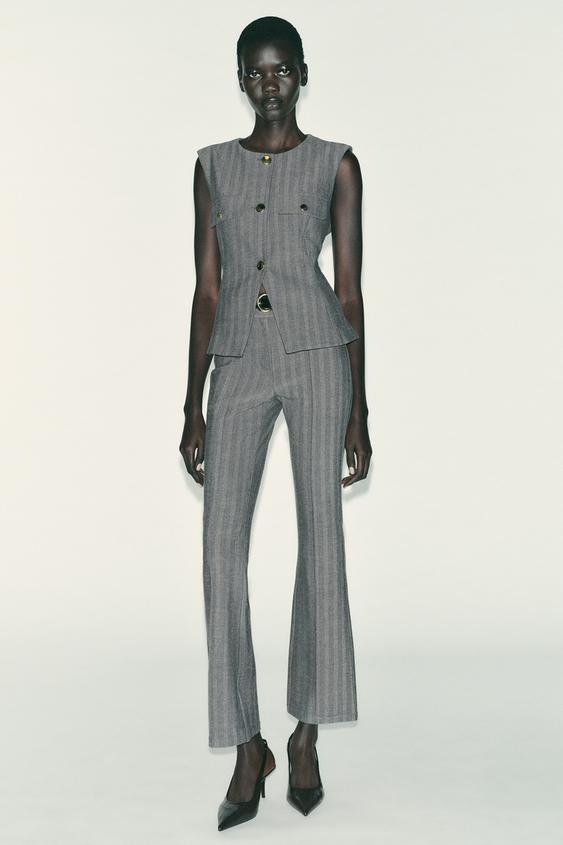 HERRINGBONE FLARE LEGGINGS WITH BELT