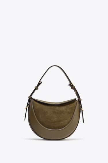 BANDOLERA CON SOLAPA EN PIEL - Verde de Zara - Imagen 0