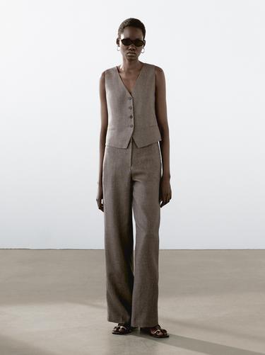 Chaleco sastre 100% lino - 281 de Zara