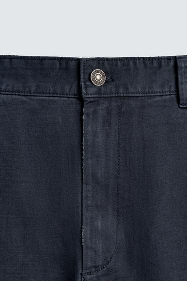 WASHED CARROT FIT TROUSERS - Navy blue by Zara - Image 8