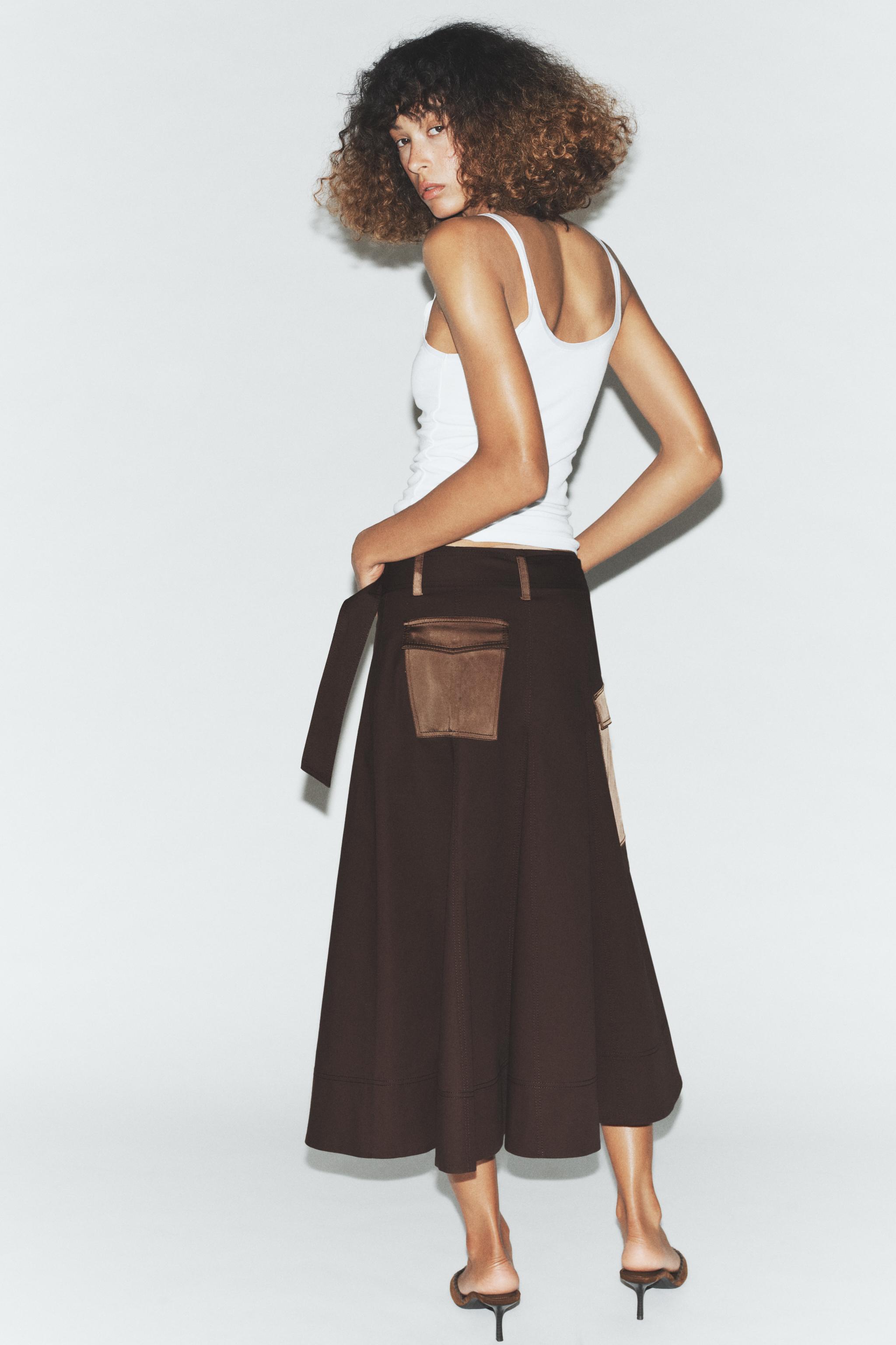 BELTED CARGO MIDI SKIRT