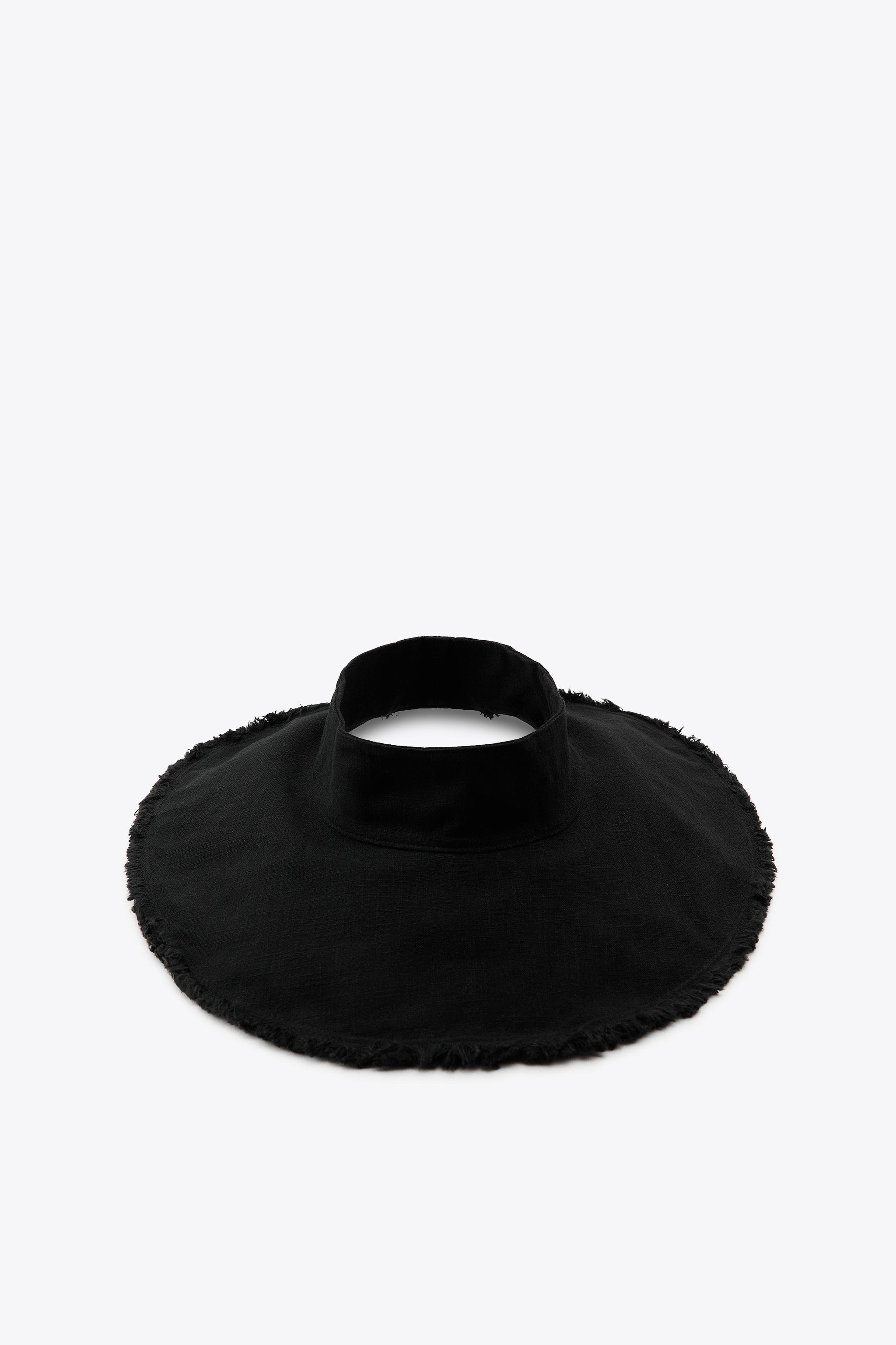 LINEN-BLEND FRAYED VISOR