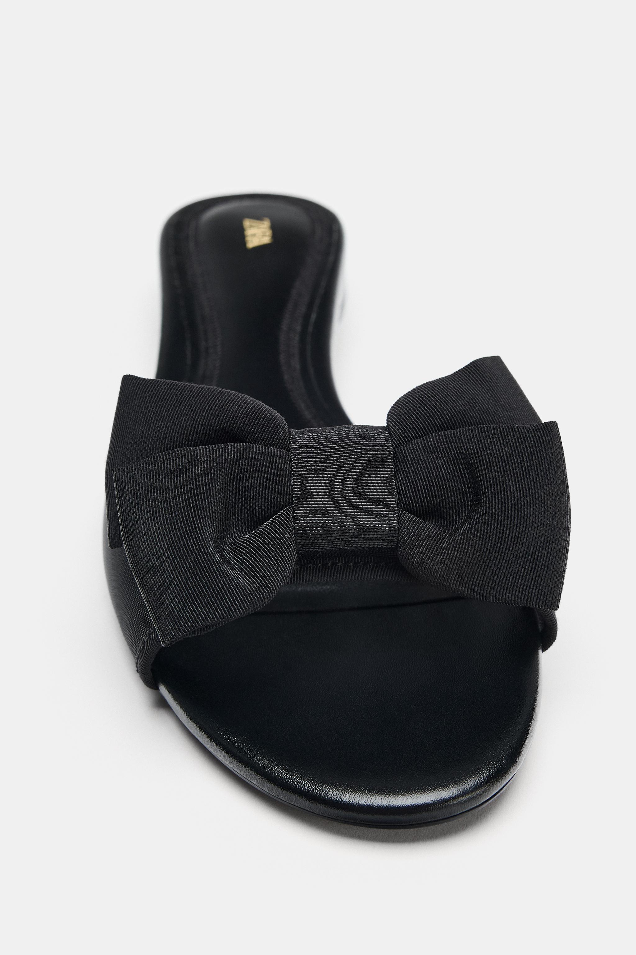 MESH BOW FLAT SANDALS