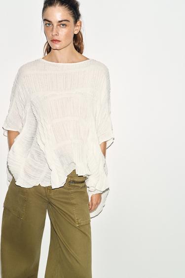 TOP CAPE TEXTURÉ - Blanc de Zara - Image 1