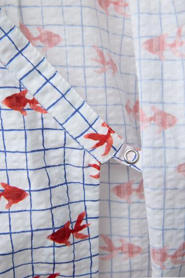 1-9 MONTHS/ GOLDEN FISH PRINT KIMONO ROMPER - Ecru by Zara - Image 3
