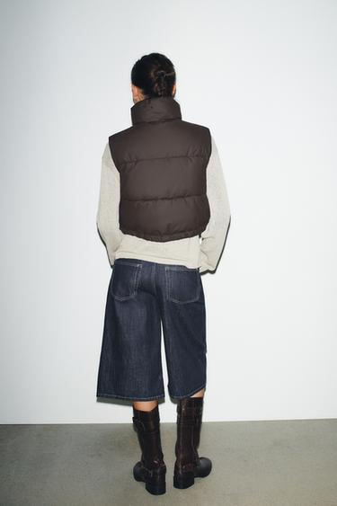 RUBBERISED PADDED GILET - Dark brown by Zara - Image 4