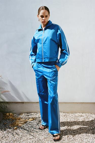 PANTALON SATINÉ BANDES LATÉRALES - Turquoise de Zara - Image 0