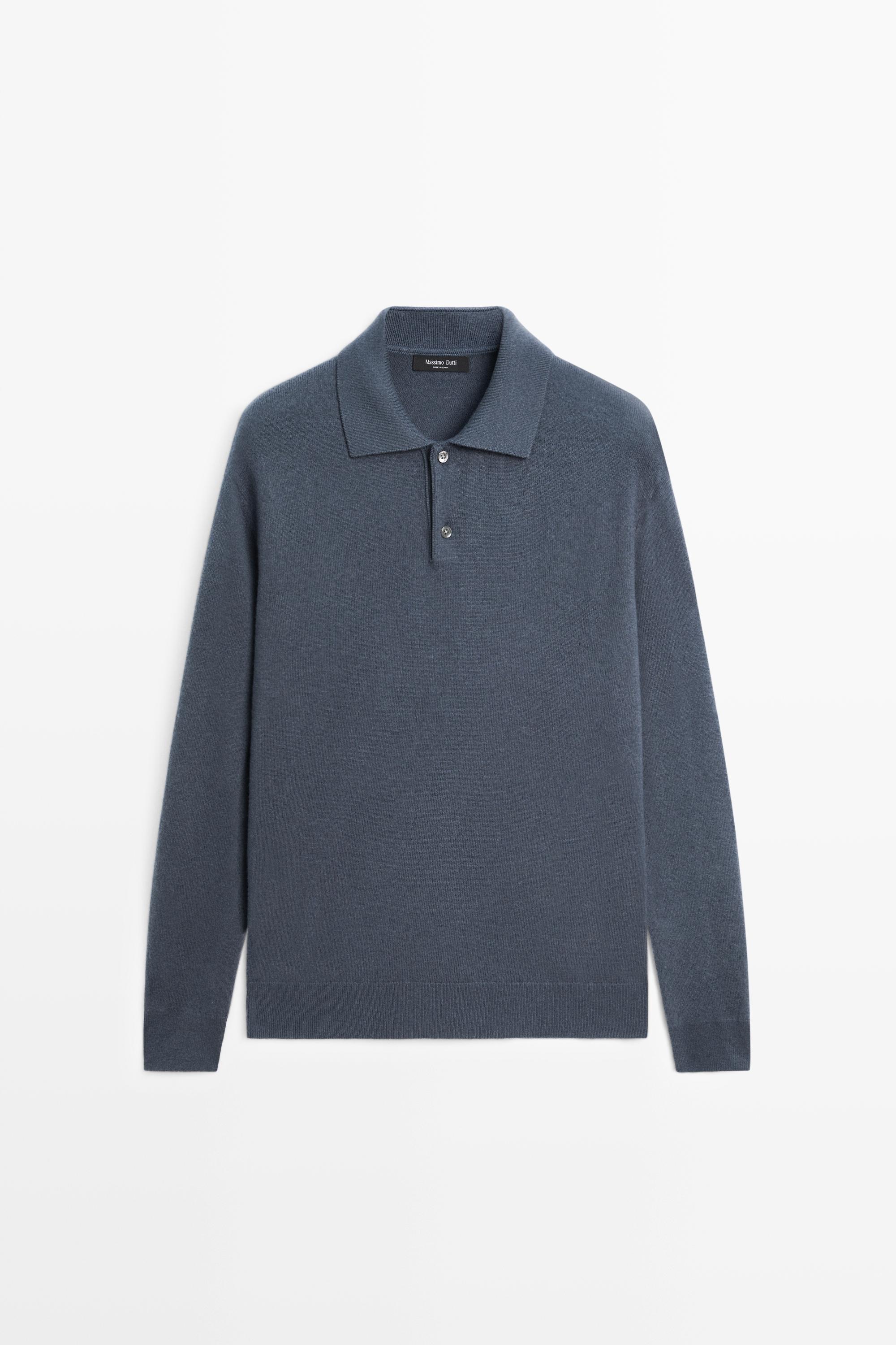 Wool blend knit polo sweater - Dusty blue | ZARA United States