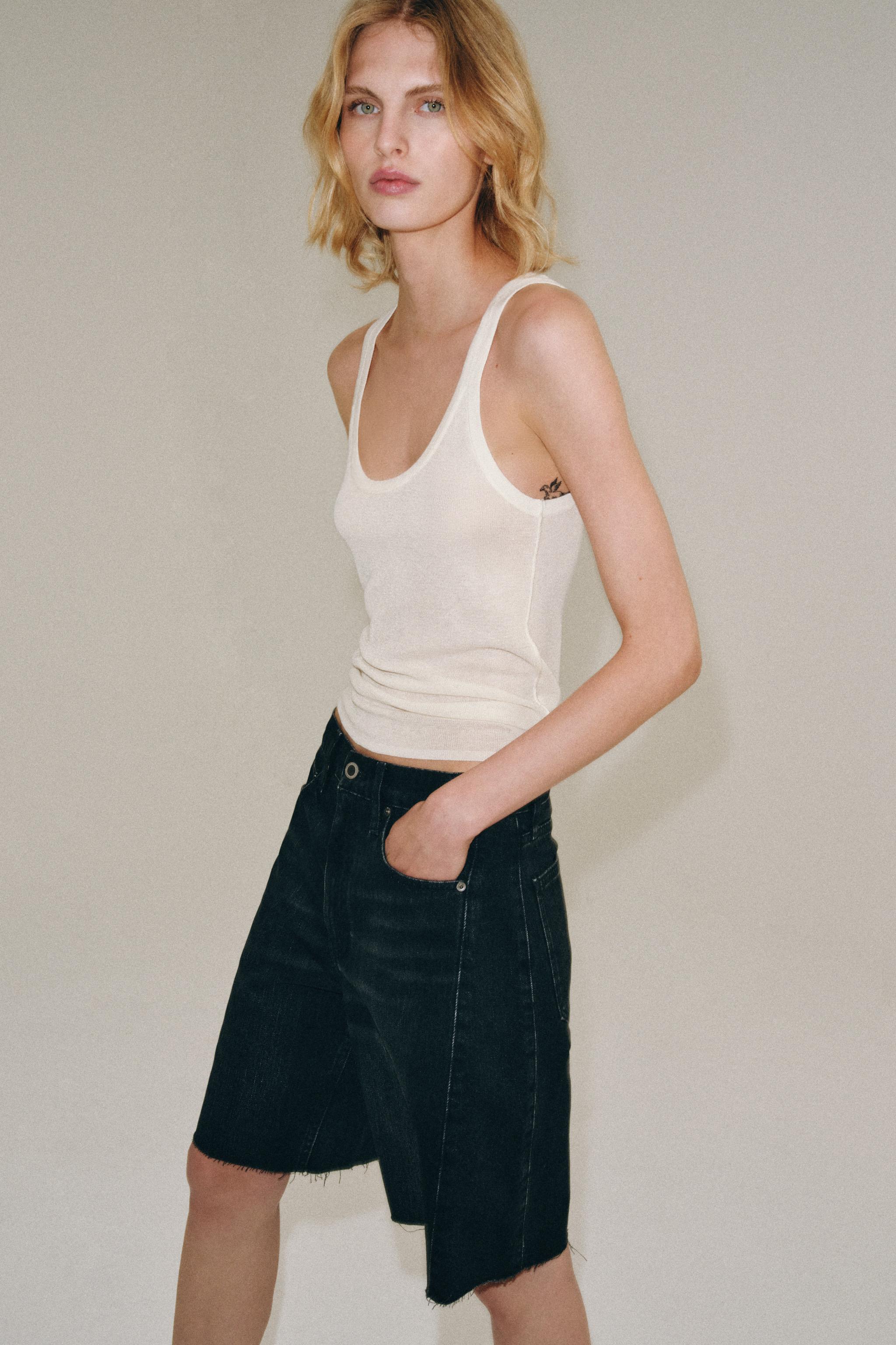 Женские шорты Zara ZW COLLECTION RELAXED FIT MID-RISE DENIM SHORTS — фото 5