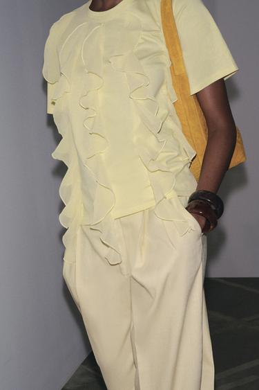 T-SHIRT WITH FRONT RUFFLES - Yellow by Zara - Image 2