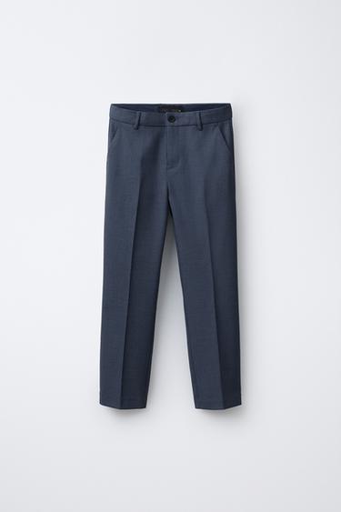 TEXTURED SUIT TROUSERS - Mid-blue by Zara