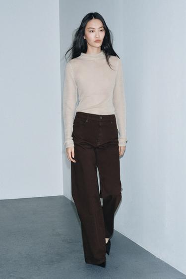 ДЖИНСЫ WIDE LEG С ВЫСОКОЙ ПОСАДКОЙ — ZW COLLECTION — КОРИЧНЕВЫЙ от Zara